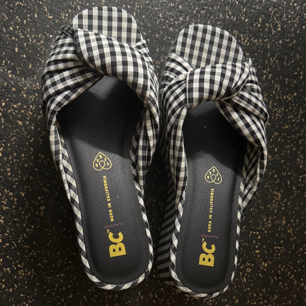 New Bc Footwear Black And White Gingham Sandals